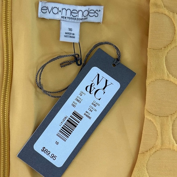 EVA MENDES Mustard Yellow Sleeveless Flare Bottom NEW Midi Dress 16 - Picture 3 of 8